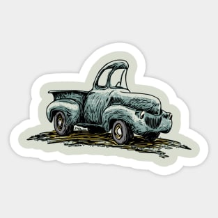 Green Classic Truck Cartoon Sticker